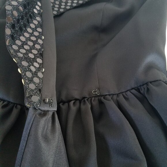 Nouveau Black Satin Halter Cocktail Wrap Dress Sequins SIZE 4 Evening Collection - Picture 14 of 16